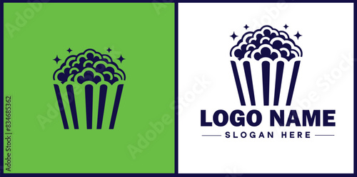 popcorn icon Popping corn Popped corn flat logo sign symbol editable vector