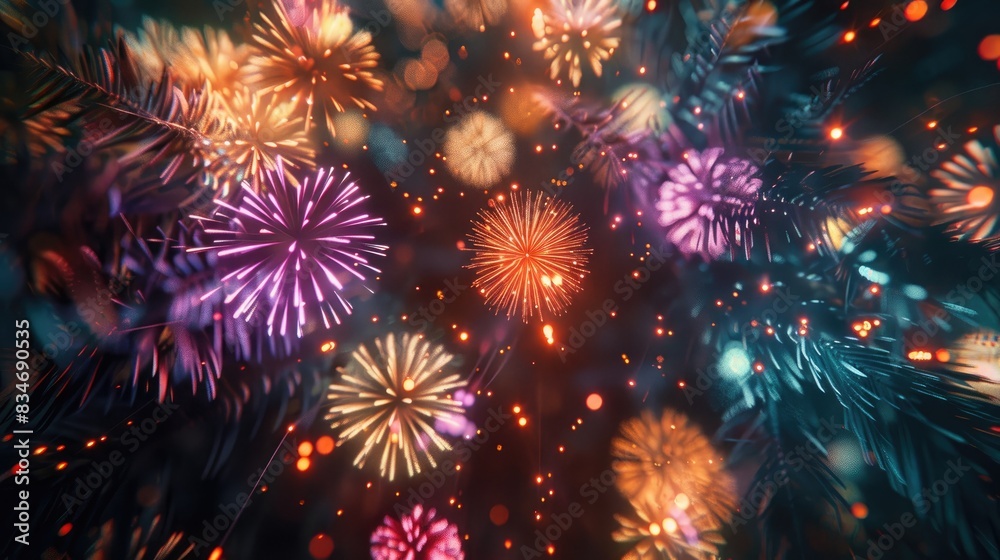 Stunning illumination for festive display of vibrant fireworks against dark sky