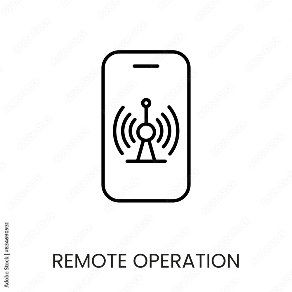 Remote operation line vector icon for packaging on cctv camera with editable stroke