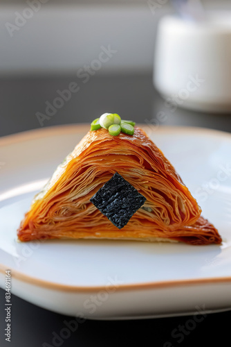 Cronigiri, hybrid of croissant & onigiri, creative culinary fusi photo