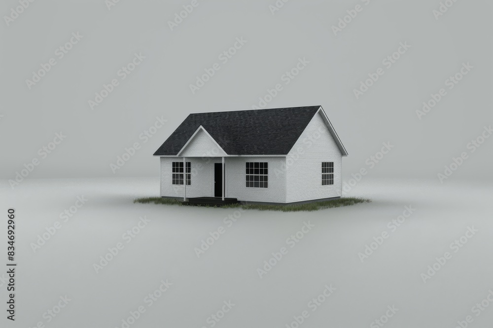 Minimalist model of a small house, highlighting traditional architecture and simplicity Minimalist model of a small house, highlighting traditional architecture and simplicity