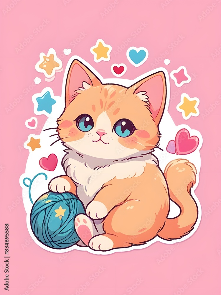 whimsical cat stickers