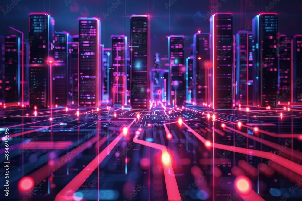 Fototapeta premium Cyber Security Data Transfer illustration created with Generative AI