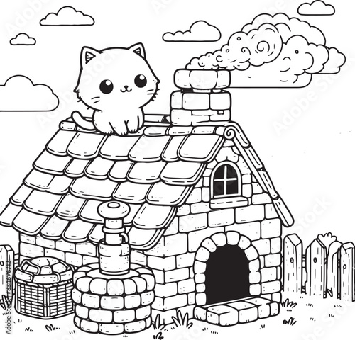 Cat on rooftop vector