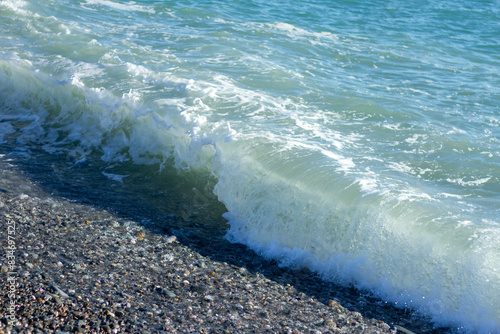 Fototapeta Naklejka Na Ścianę i Meble -  Sea wave crashing on the shore