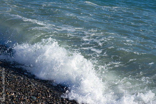 Fototapeta Naklejka Na Ścianę i Meble -  Sea wave crashing on the shore