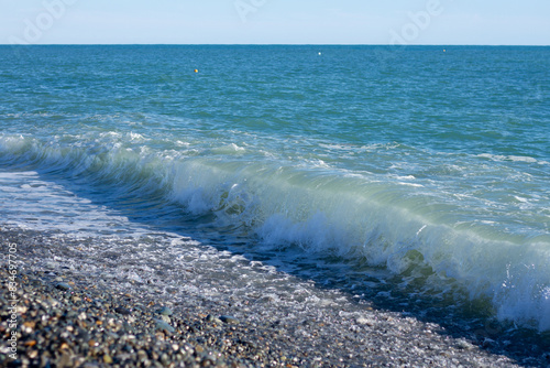 Fototapeta Naklejka Na Ścianę i Meble -  Sea wave crashing on the shore