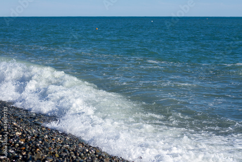Fototapeta Naklejka Na Ścianę i Meble -  Sea wave crashing on the shore