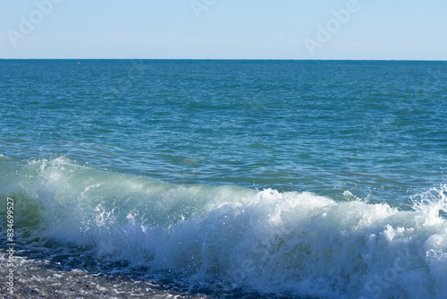Fototapeta Naklejka Na Ścianę i Meble -  Sea wave crashing on the shore
