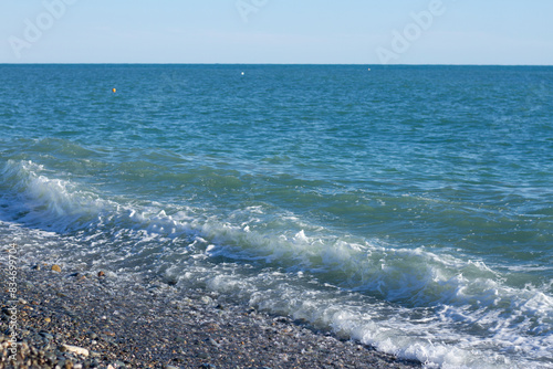 Fototapeta Naklejka Na Ścianę i Meble -  Sea wave crashing on the shore