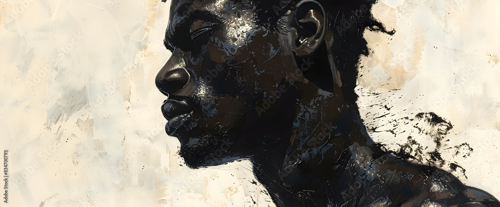 Artistic portrayal of an African man, a powerful nod to Black History Month Artistic portrayal of an African man, a powerful nod to Black History Month