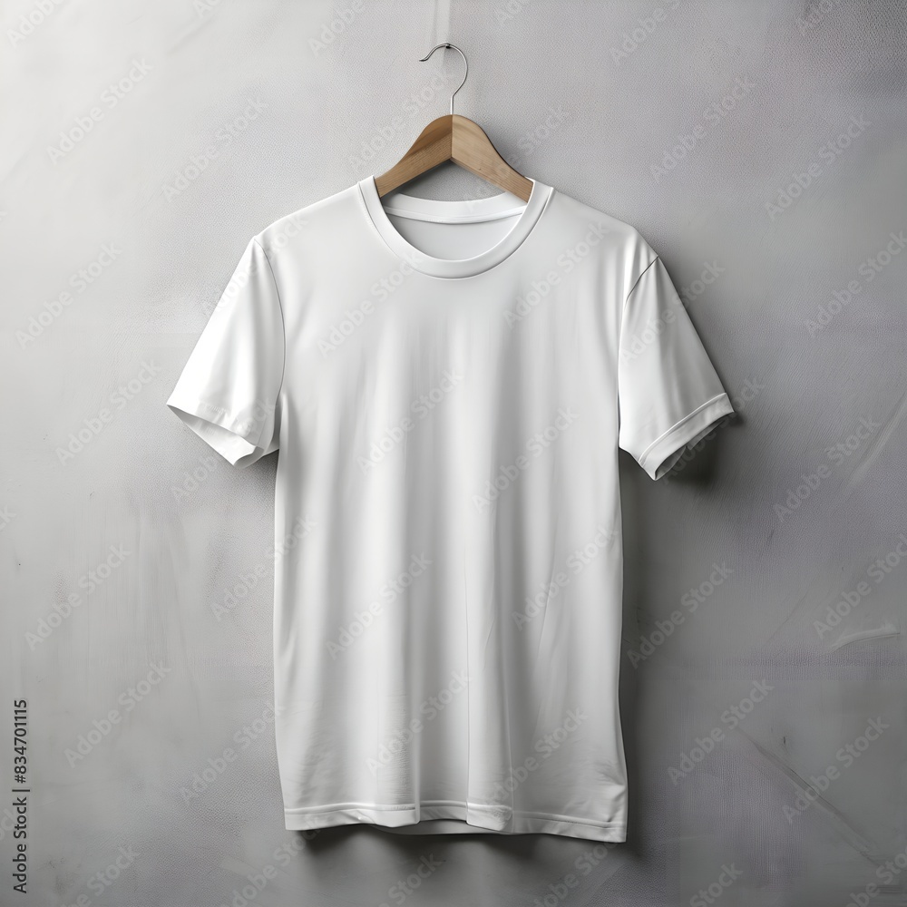 white t-shirt mockup displayed on a grey wall background white t-shirt mockup displayed on a grey wall background