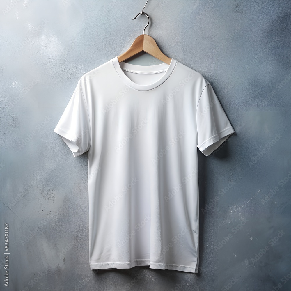 white t-shirt mockup displayed on a grey wall background white t-shirt mockup displayed on a grey wall background