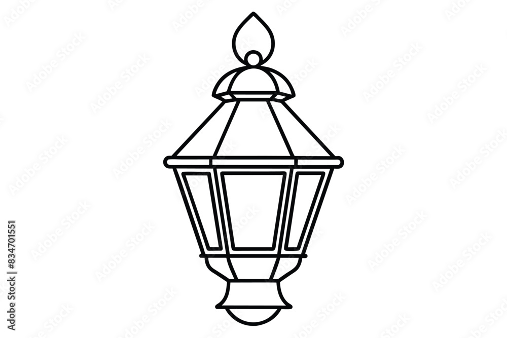 Antique Lantern line art vector illustration Antique Lantern line art vector illustration