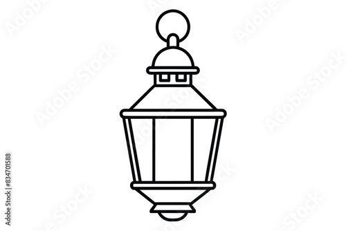 Antique Lantern line art vector illustration © MRSNURGAHAN