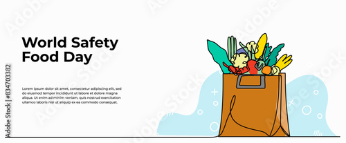 Continuous one line design of the market cares about healthy food.Minimalist style vector illustration on white background.