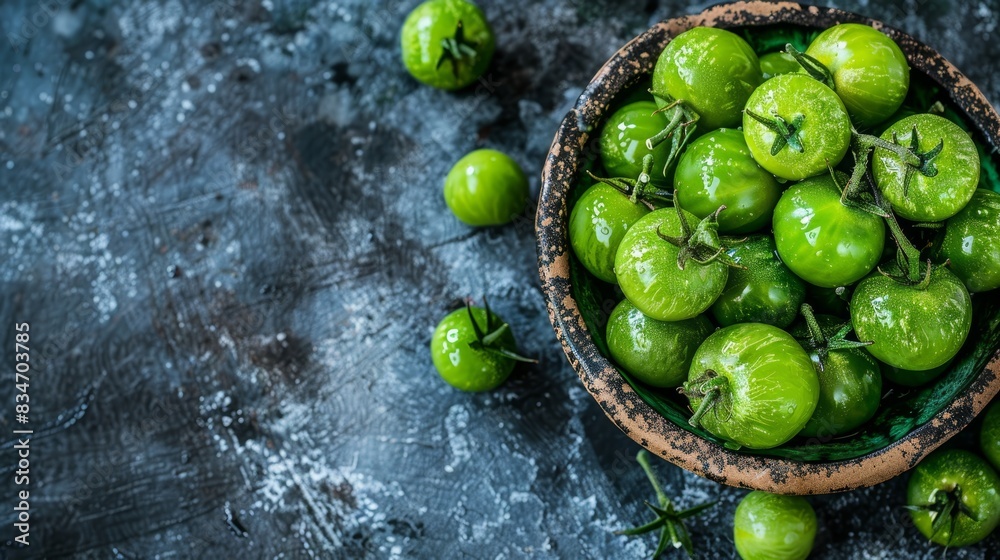 A wooden bowl filled with green peppers on a gray countertop Nearby, a pile of green peppers rests atop a black countertop A wooden bowl filled with green peppers on a gray countertop Nearby, a pile of green peppers rests atop a black countertop