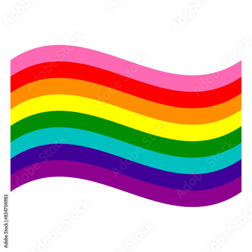 1978 Gilbert Baker Rainbow Pride Flag 8 Stripes Wavy and Isolated in White