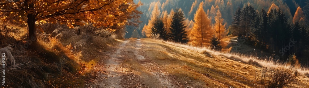 Autumn Pathway Through Vibrant Forest Landscape Autumn Pathway Through Vibrant Forest Landscape