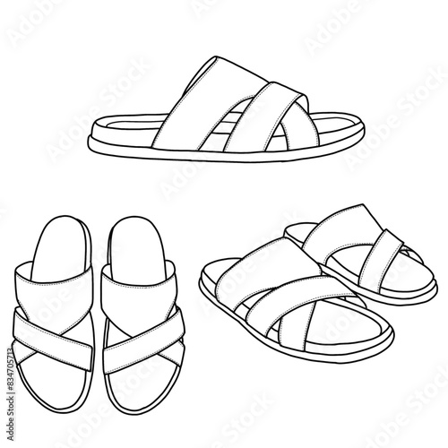 A pair of men's sandals isolated on a white background