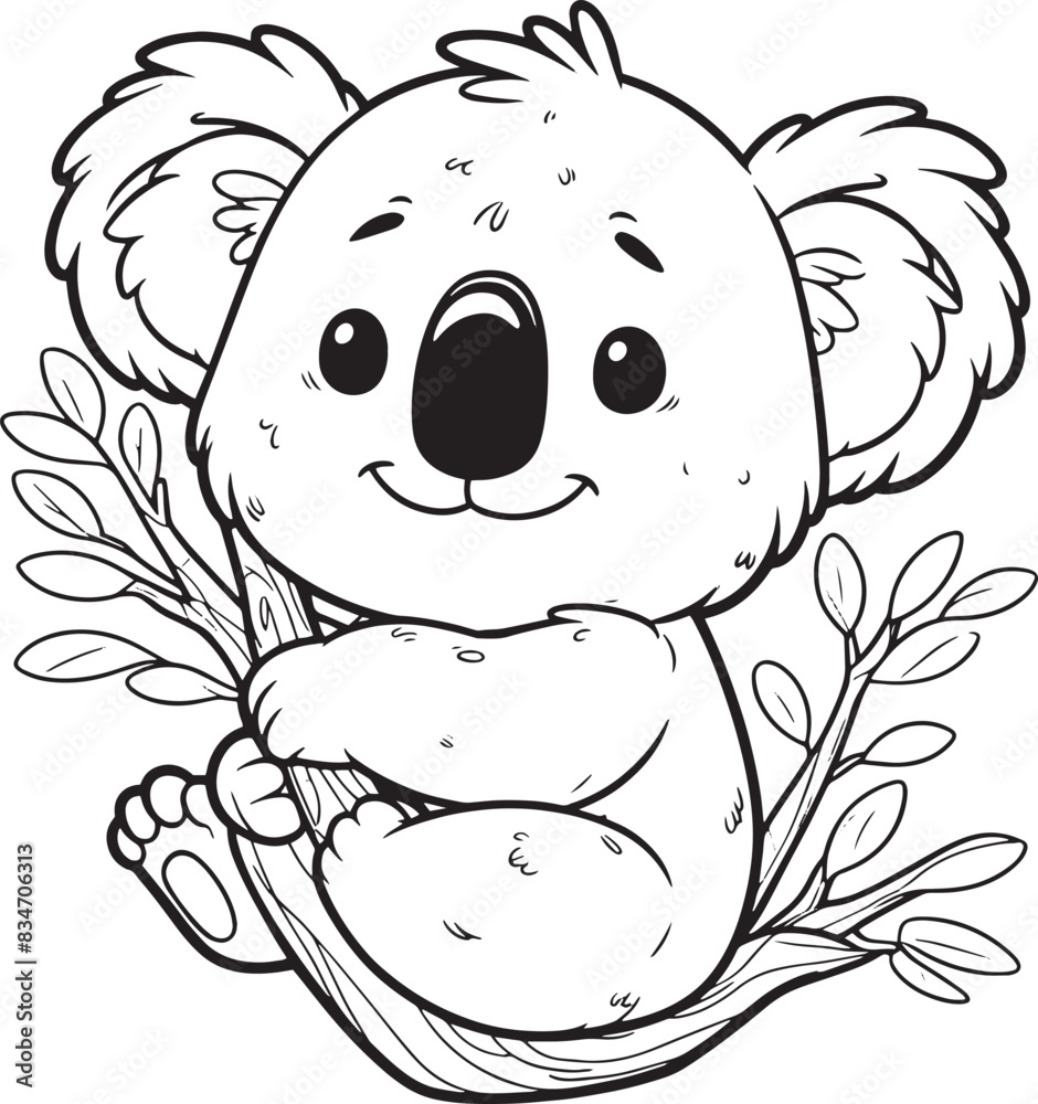 Fototapeta premium coloring Koala with white background