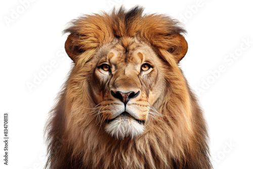 Majestic Gaze: A Lions Intense Stare Isolated on a Transparent Background PNG.