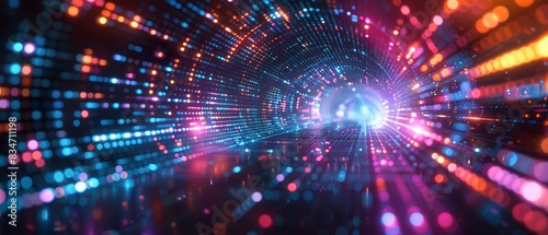 Wallpaper Mural Data stream at light speed, digital age visualization, abstract tech tunnel, vibrant colors, hightech, futuristic design Torontodigital.ca