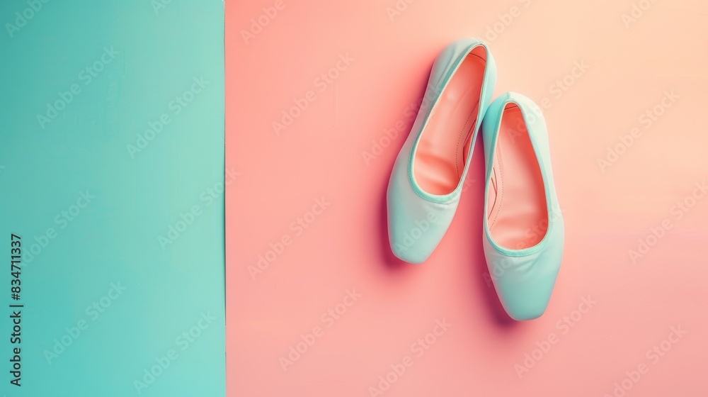 Creative pastel banner with a ballet shoes on the side with space for copy space. Creative pastel banner with a ballet shoes on the side with space for copy space.