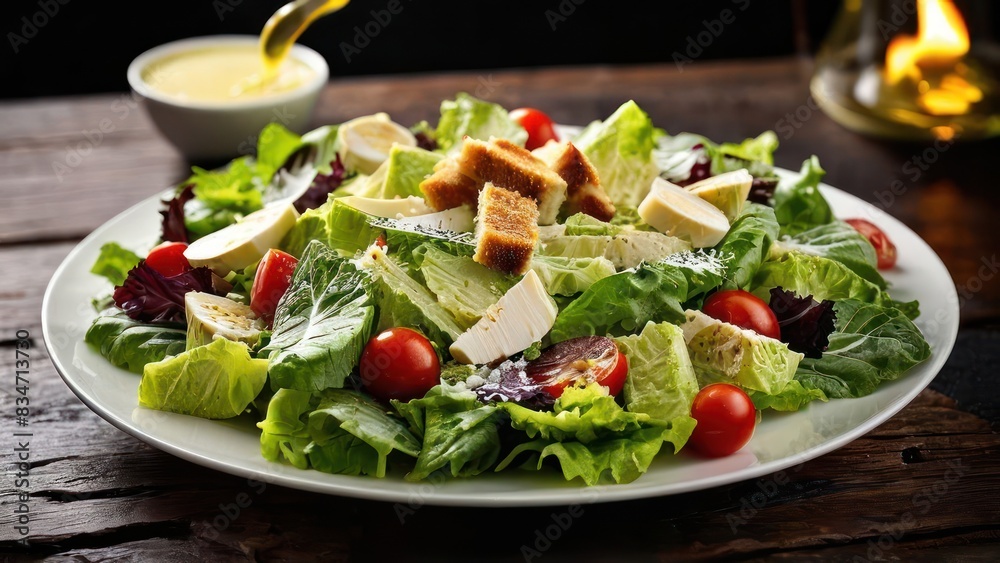Tranquil Elegance, A Minimalist Presentation of Fresh Salad Tranquil Elegance, A Minimalist Presentation of Fresh Salad