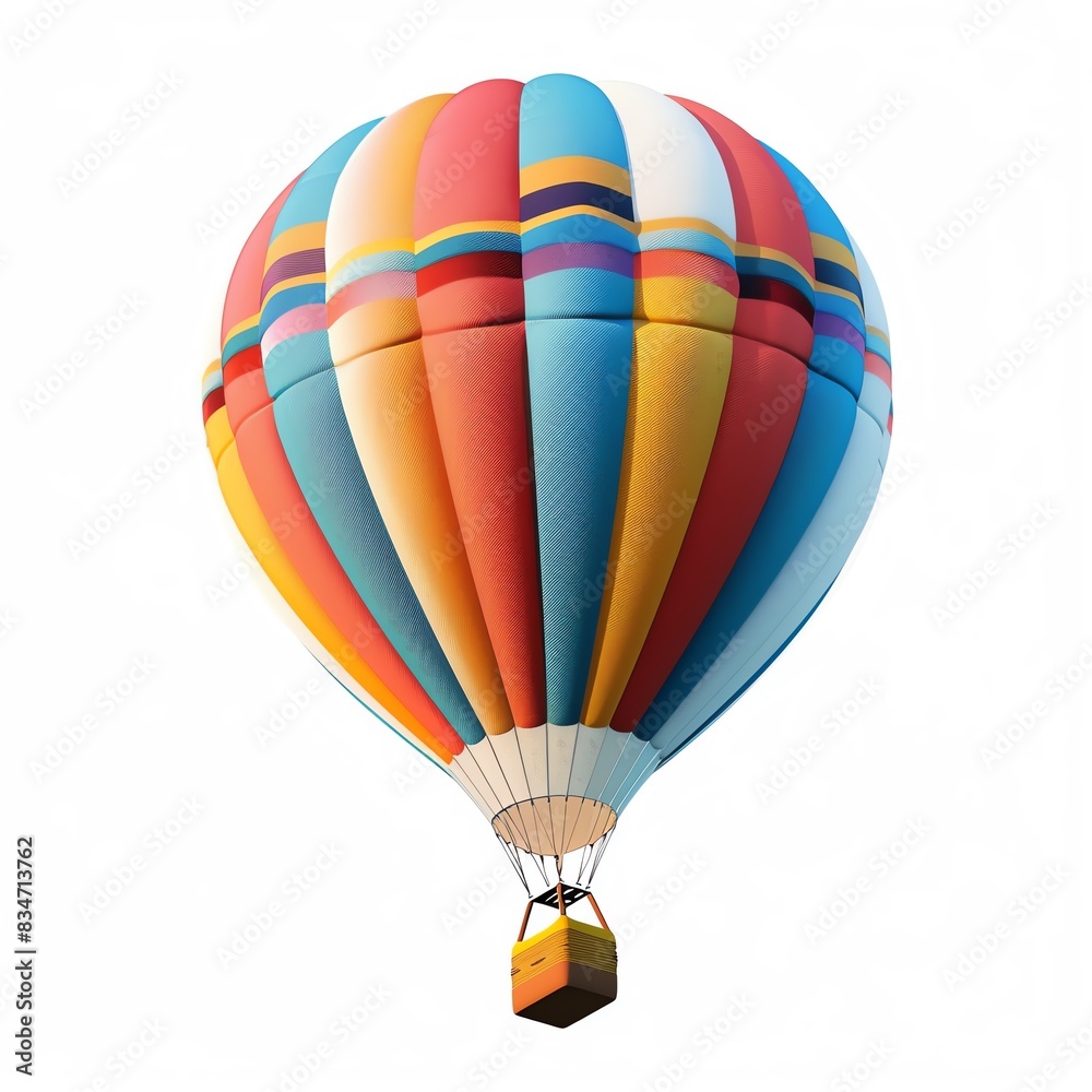Fototapeta premium Colorful hot air balloon isolated on white background. Perfect for travel, adventure, and freedom themes.