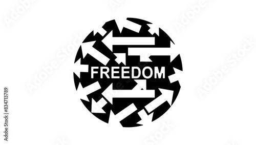 freedom emblem, black isolated silhouette