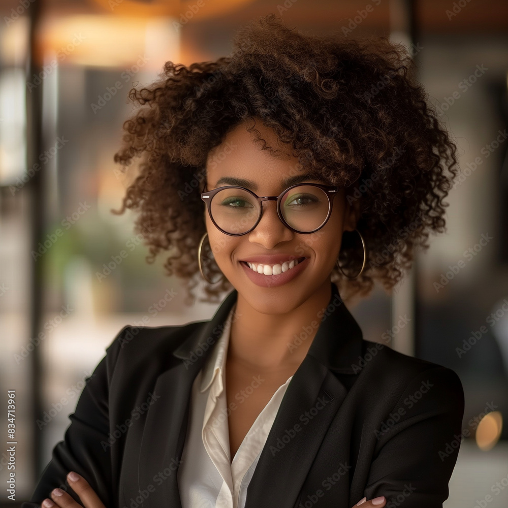 Happy Afro American Female Executive in Corporate Office Happy Afro American Female Executive in Corporate Office