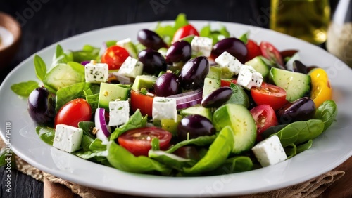 A Minimalist Mediterranean Salad Experience with Fresh, Vibrant Ingredients