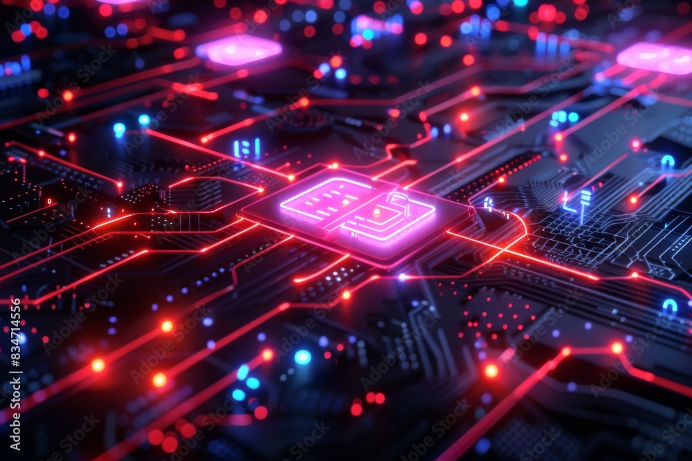 Obraz premium Cyber Security Data Transfer illustration created with Generative AI