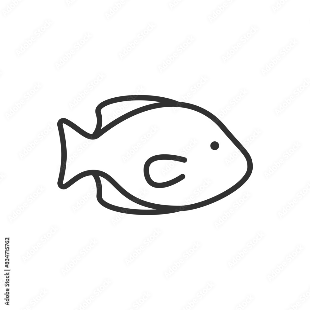 Paracanthurus fish, linear icon. Line with editable stroke Paracanthurus fish, linear icon. Line with editable stroke