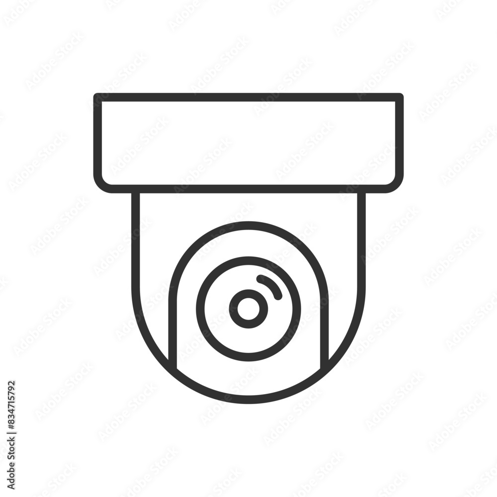 Security camera on the ceiling, linear icon, 360 camera. Line with editable stroke