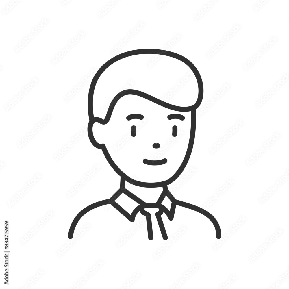 Man in a shirt with a tie, linear icon. Avatar. Line with editable stroke
