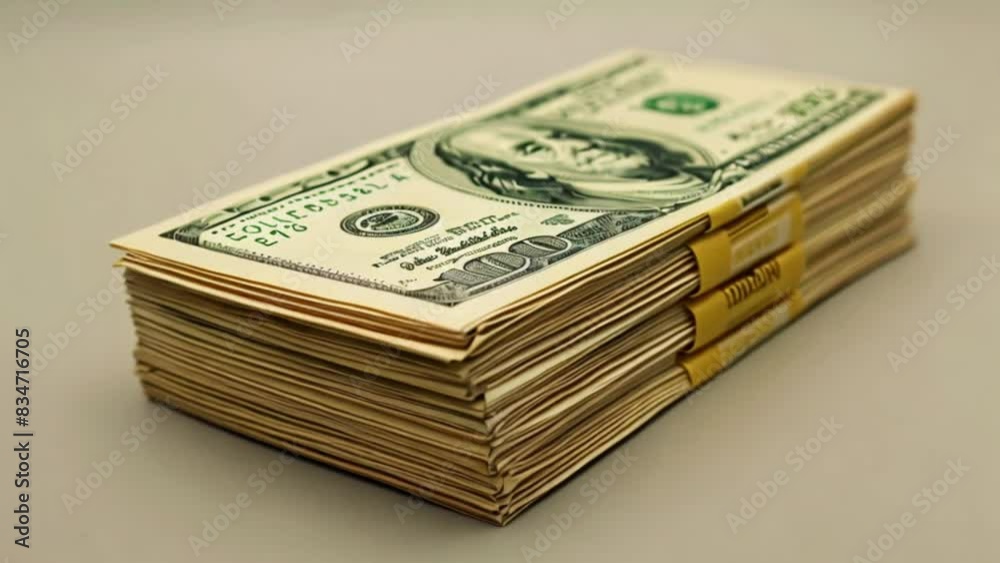 stack of American one hundred dollar bills, cash money, economic and financial concept Generative AI stack of American one hundred dollar bills, cash money, economic and financial concept Generative AI