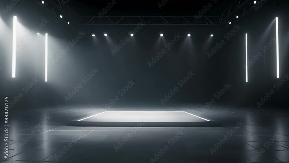 podium Futuristic showcase with platform for product displaying. Empty modern stage display. Seamless looping motion design. Video animation Ultra HD 4K 3840x2160
