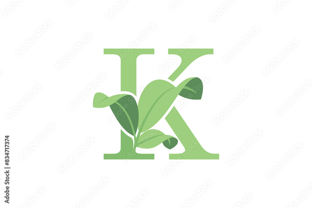 leaf design with letter k concept leaf design with letter k concept