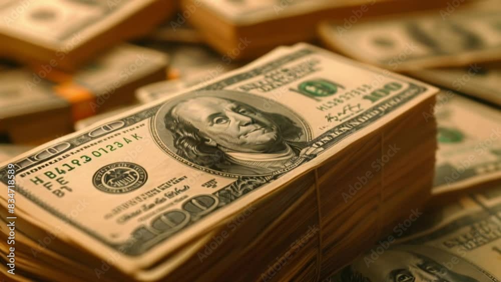 Stacks of American dollar bills, cash money and finance concept Generative AI 