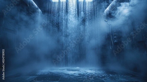 Experience a refreshing and invigorating shower with cascading water and mist. photo