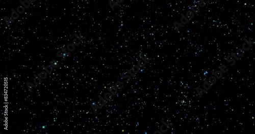 Beautiful Moving Many glowing stars, panorama. Night Sky with Twinkling Stars Glowing Looped Animation. Abstract background for backdrop of space, science, astronomy and astrology.