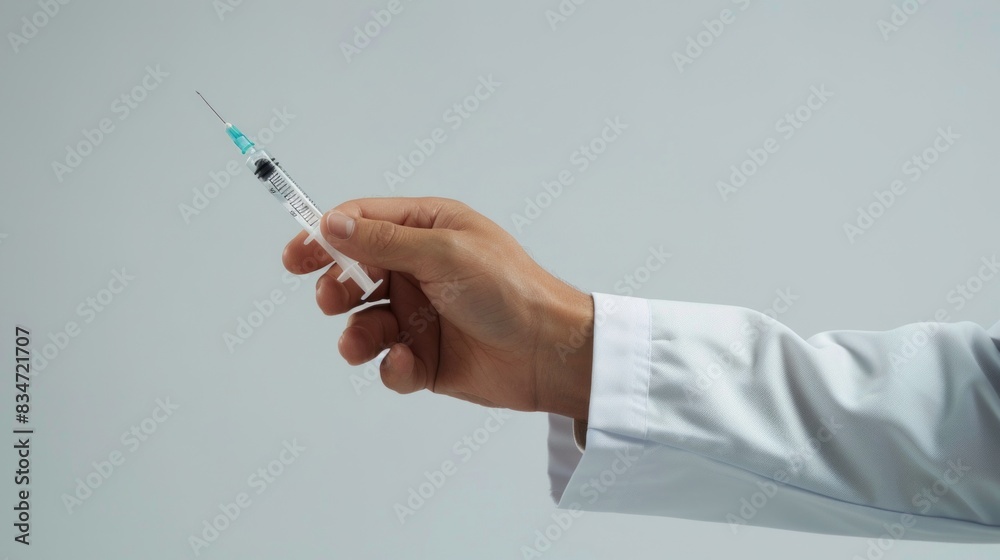 A Healthcare Worker Prepares a Dose. doctor hand hold syringe. A Healthcare Worker Prepares a Dose. doctor hand hold syringe.