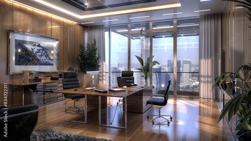 Contemporary 3d office interior design with futuristic elements.
Contemporary 3d office interior design with futuristic elements.