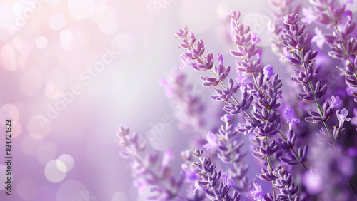 copy space of lavender flowers in the edge corner frame