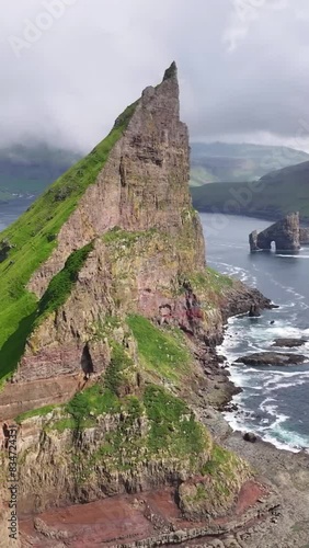 Aerial view of beautiful Faroe islands landscape