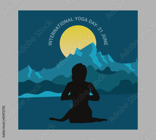Man asana on a white isolated Yoga background. yoga and meditation. international yoga day poster design.