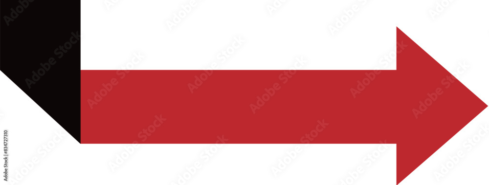 Twisted arrow pointing to the right in black and red Twisted arrow pointing to the right in black and red