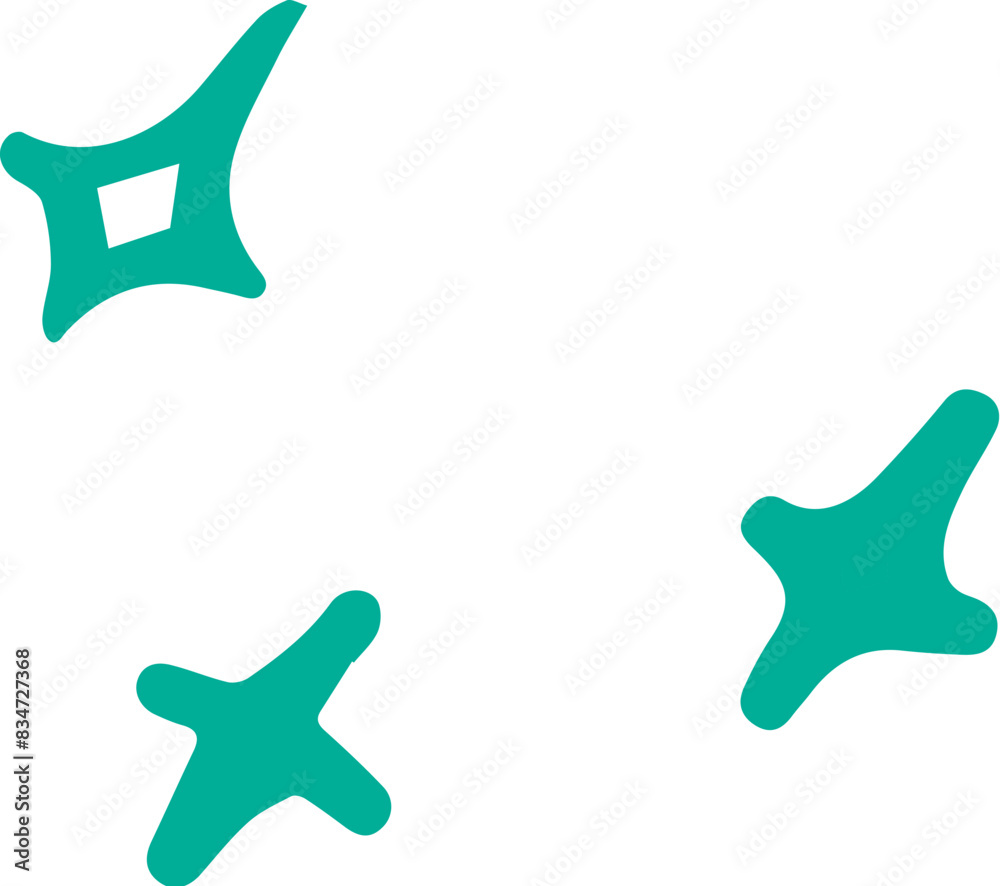 Doodle hand-drawn green stars shinning Doodle hand-drawn green stars shinning